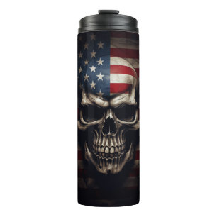 Termo Calavera de la bandera americana 