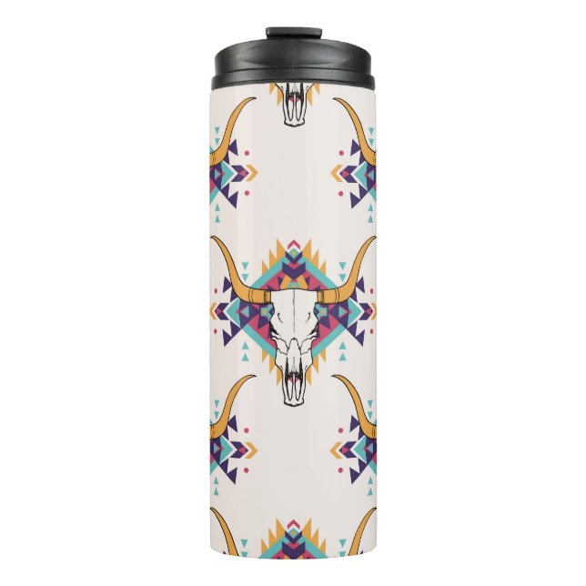 Termo Calavera de toros tribales: Boho Seamless (Anverso)