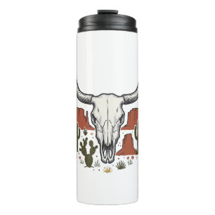 Termo Calavera de vaca del desierto arte vintage de cact