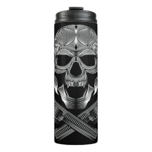 Termo Calavera y estrellas con Rosas y pistolas cruzadas