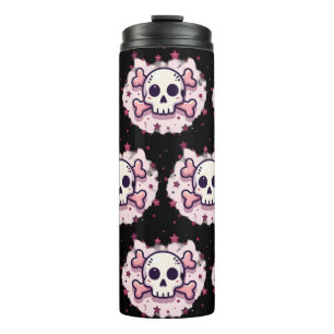 Termo Calavera y Huesos Rosa Pastel