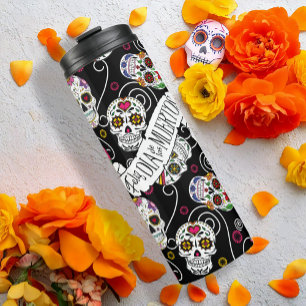Termo Calaveras azucareras y remolinos Subió ID725 negro