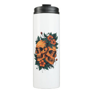 Termo Calaveras Gemelas Floral Gótico