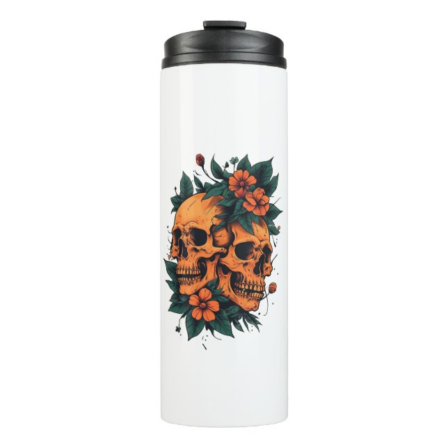 Termo Calaveras Gemelas Floral Gótico (Anverso)