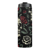 Calaveras y rosas rojas Floral gótico