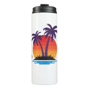 Termo Cali Vibes Sunset Palm Tree Thermal Tumbler Mug