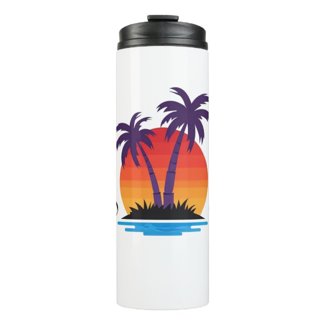 Termo Cali Vibes Sunset Palm Tree Thermal Tumbler Mug (Anverso)
