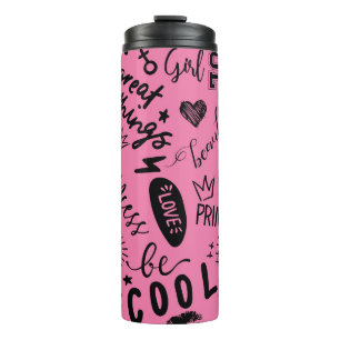 Termo Caligrafía de chicas: Patrón de moda sin foco