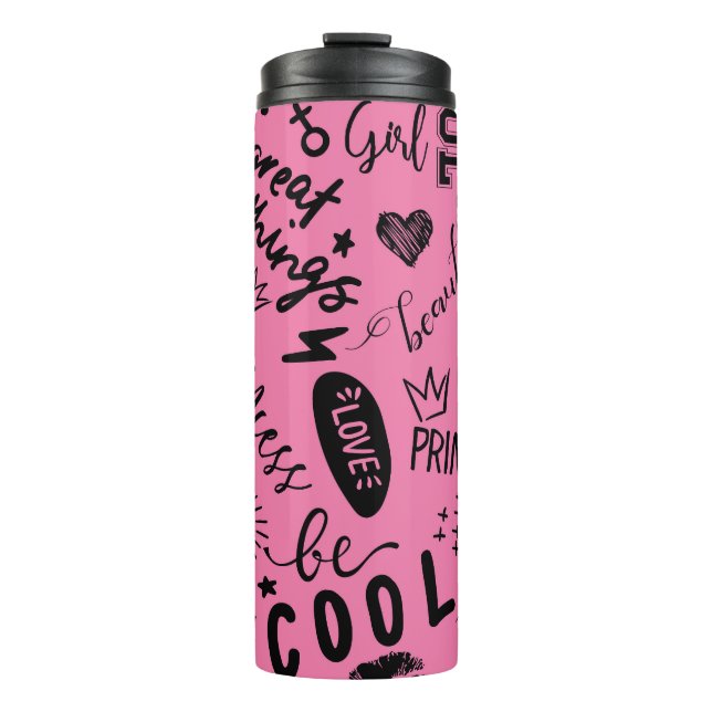 Termo Caligrafía de chicas: Patrón de moda sin foco (Anverso)