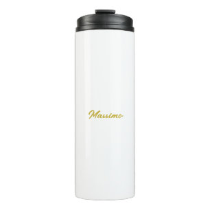 Termo Caligrafía Elegante Dorado Blanco Sencillo Nombre