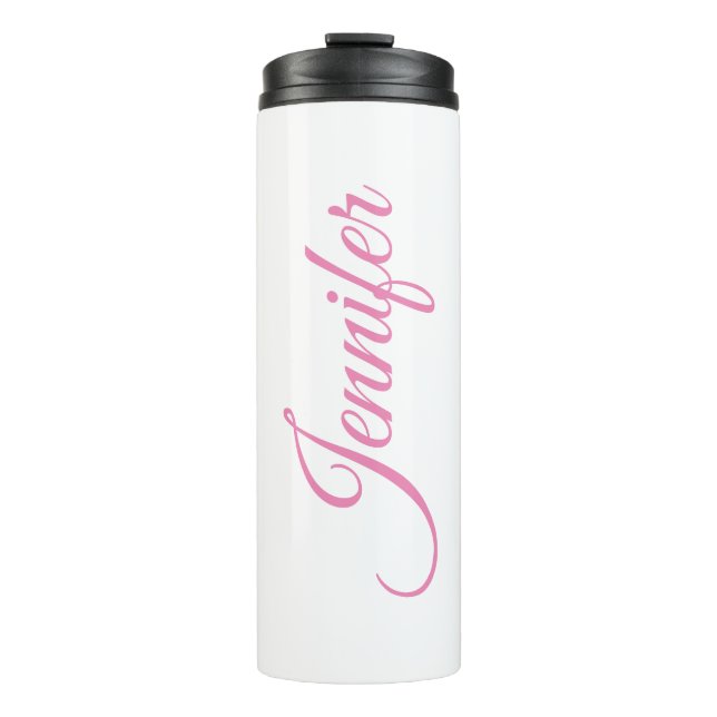Termo Caligrafía Elegante Nombre Personalizado Blanco Ro (Anverso)