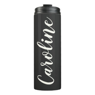 Termo Caligrafía minimalista negra nombre personalizado