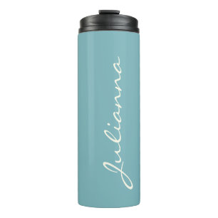 Termo Caligrafía moderna minimalista nombre azul teal