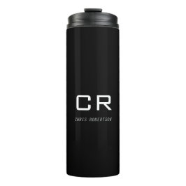 Termo Caligrafía Monograma Nombre Personalizado blanco n