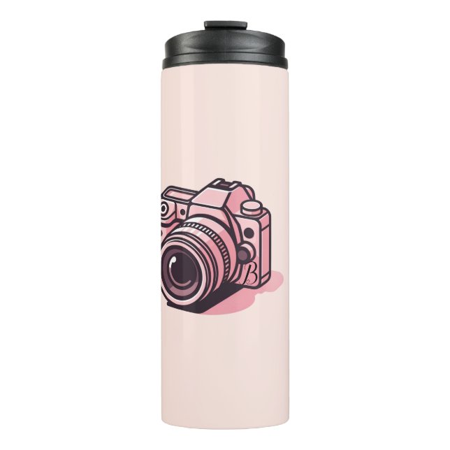 Termo Cámara réflex digital personalizada de moda rosa F (Anverso)