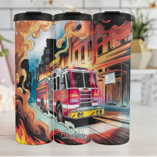 Termo Camión de bomberos en respuesta a emergencias