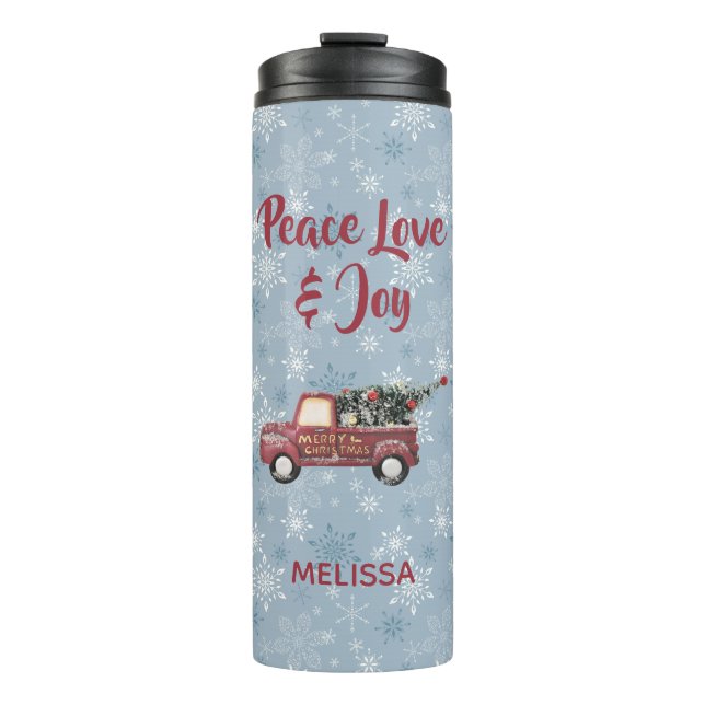 Termo Camión de juguete rojo con árbol de Navidad (Anverso)