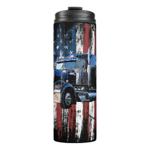 Termo Camionero Conductor De Camión De Bandera Estadouni