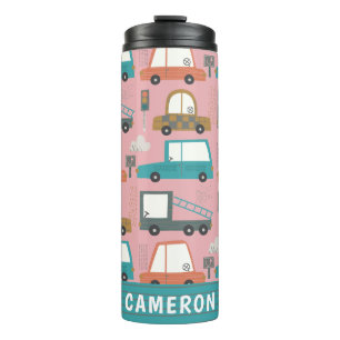 Termo Camiones Cute Cars Pink Personalizados
