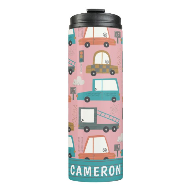 Termo Camiones Cute Cars Pink Personalizados (Anverso)