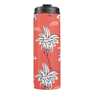 Termo Camisa de playa hawaiana, patrón de palma de doodl