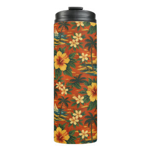 Termo Camisa hawaiana vibrante de mediados de siglo impr