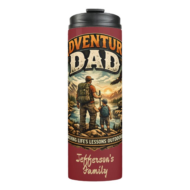Termo Camiseta Adventure Dad – Camping al aire libre vin (Anverso)