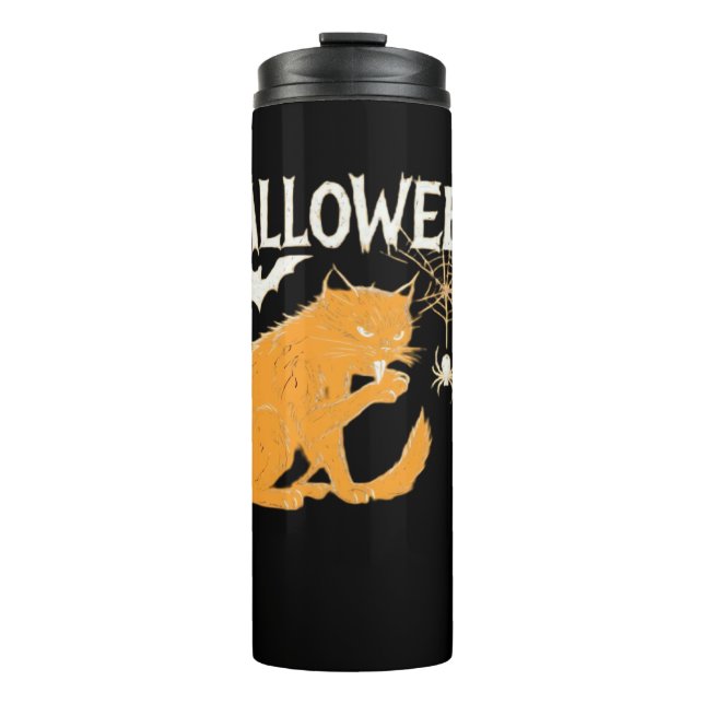 Termo Camiseta clásica de Halloween de un gato vampiro (Anverso)