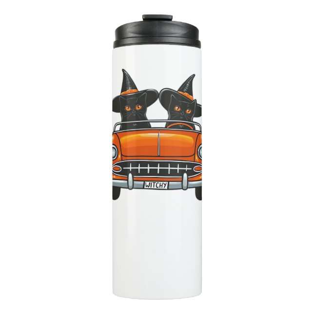 Termo Camiseta clásica de Halloween Witchy Cats (Anverso)