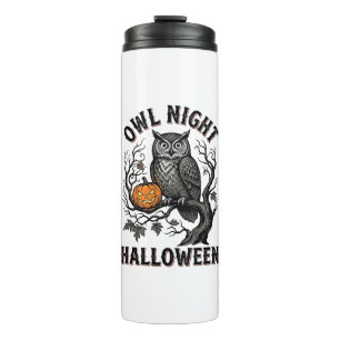 Termo Camiseta de búho de Halloween Diseño de pájaro esp