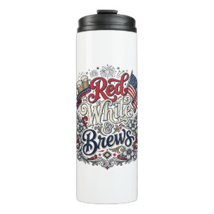 Termo Camiseta de cerveza patriótica Rojo Blanco & Brews