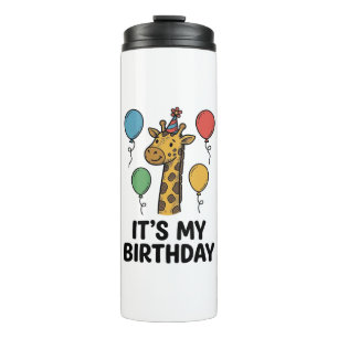 Termo Camiseta de cumpleaños de jirafa linda Diseño de f