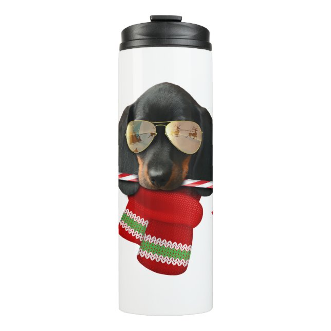 Termo Camiseta de Dachshund Navidades ricas regalo Perro (Anverso)