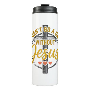 Termo Camiseta de tipografía cristiana de la cruz de Jes