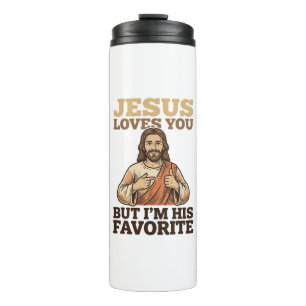 Termo Camiseta divertida de fe vintage Jesús te ama Dise