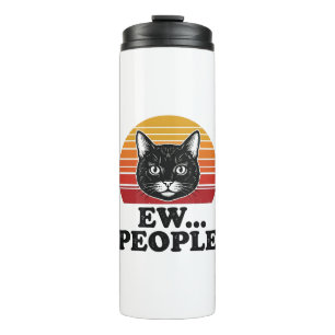 Termo Camiseta divertida de gato negro Ew gente puesta d