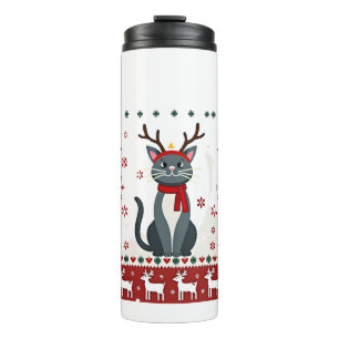 Termo Camiseta Fea de Navidad de Gato Reno
