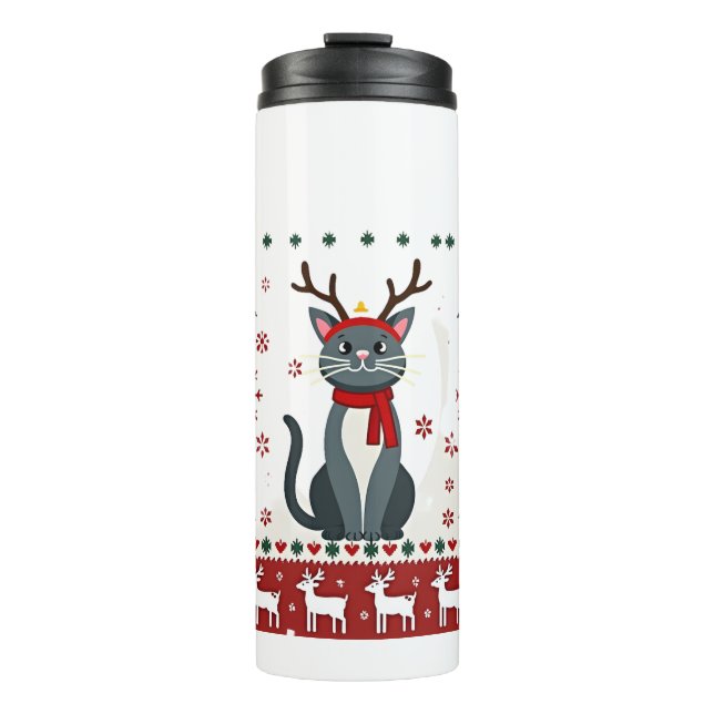 Termo Camiseta Fea de Navidad de Gato Reno (Anverso)