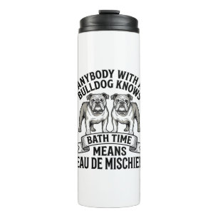 Termo Camiseta Humor Bulldog Baño Divertido Cita Perro D