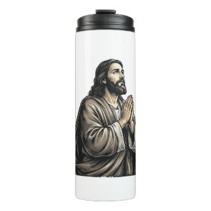Termo Camiseta religiosa de hombre orando con grabado vi