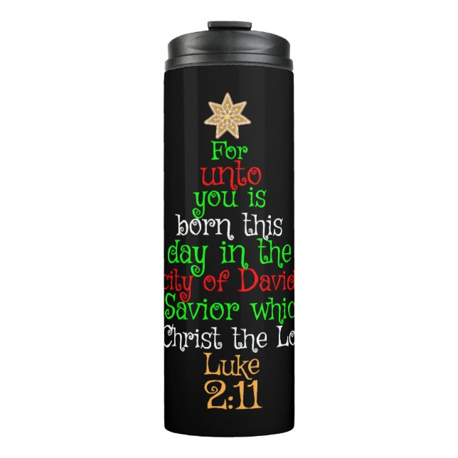 Termo Camisetas cristianas del árbol de Navidad (Anverso)