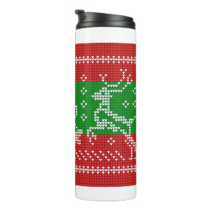 Termo Campanas de jingle de suéter feo Navidad renos cro
