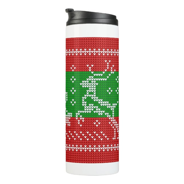 Termo Campanas de jingle de suéter feo Navidad renos cro (Rotado hacia la derecha)