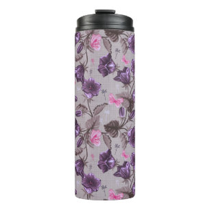 Termo campanas de mano violetas y modelo de mariposas