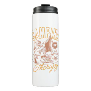 Termo Camping Es Mi Terapia - Gato Vintage