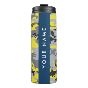 Termo Camuflaje amarillo y gris Tu nombre personaliza