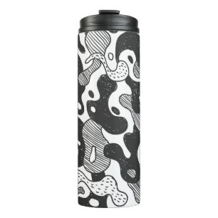 Termo camuflaje de estilo doodle abstracto, negro