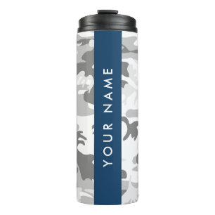 Termo Camuflaje Gris Nieve de Invierno Personaliza tu no