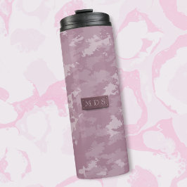 Termo Camuflaje moderno rosado Monograma elegante