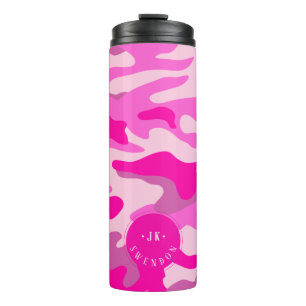 Termo Camuflaje rosa Sassy de Monograma PixDezines